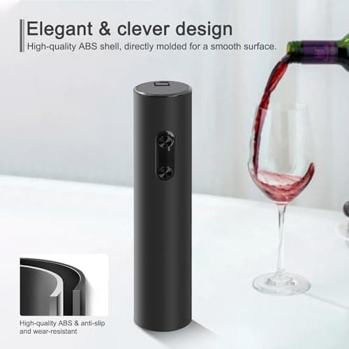 ELMWAY VinoLux Series Electric Wine Opener – Battery Operated Corkscrew with Easy Two-Button Operation & Foil Cutter, Portable Design for Home Use or Parties — view 4