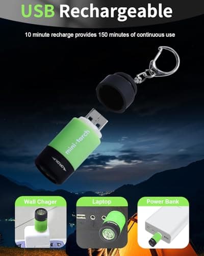 UCEC 8 Pack EDC Mini Torch Keyring, Rechargeable Keychain Flashlight — view 3