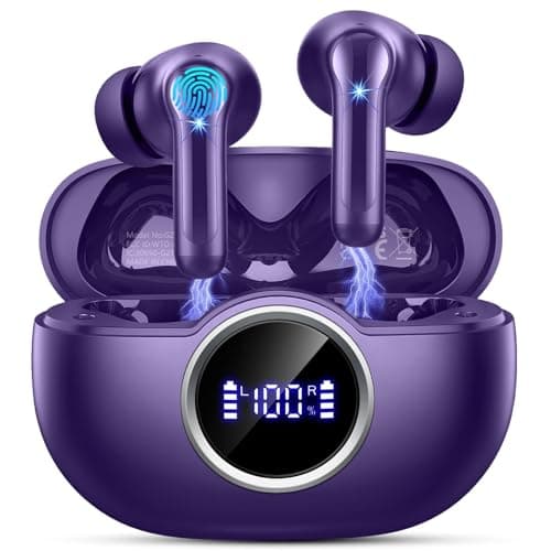 Wireless Earbuds, 2026 Bluetooth 5.4 Headphones in Ear with 6D Deep Bass Stereo Ear Buds, Wireless Headphones Noise Cancelling 4 ENC Mic, Bluetooth Earphones 36H Playtime/IP7 Waterproof/USB-C, Purple.