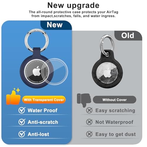AirTag Holder AirTag Silicone Case, with Key Ring, TPU Waterproof Protective Case for AirTags Keychain for Keys, Bags, Luggage, Pet Collar, Anti-Lost and Scratch-Resistant, Fully Covered (Blue) — view 6