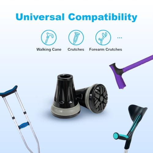 Cane Tips, 3/4 Inch All Terrain Tip for Cane & Crutch, 3/4'' Rubber Replacement Foot Pad, 0.75 Inch Cane Tips Heavy Duty, Walking Cane Tips and Crutch Tips(Pack of 2) — view 4