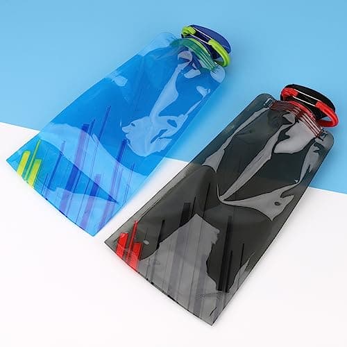 Rnigra Collapsible Water Bottles 2 Pcs, 700ml Foldable, BPA Free, Black + Blue, Travel, Festivals, Hiking, Camping — view 4