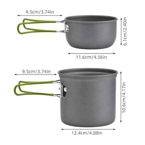 FERNVALE Camping Cookware Set with Folding Handles, Compact Pot and Pan for Hiking — view 6