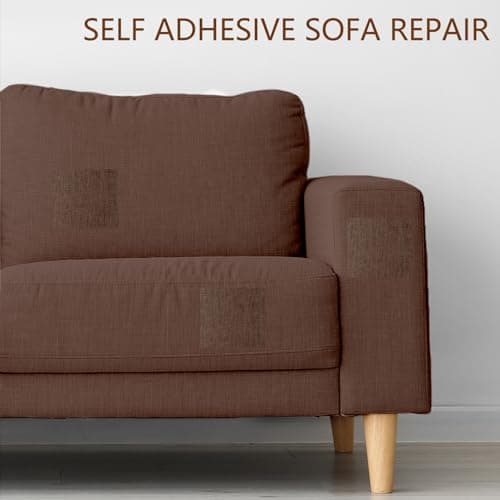 2 Pcs Fabric Repair Patch, Self-Adhesive Canvas Repair Patch 11x8 inch Waterproof Fabric Patches Linen Canvas Repair Kit for Sofas, Tents, Furniture, Awnings, Car Seats (Dark Brown) — view 5