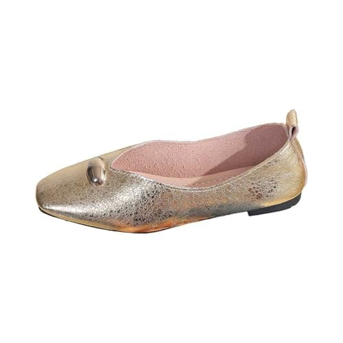 2026 Trainers, Women's Shoes, Slippers, Casual Shoes, Comfortable Flat Low Shoes with Low Heel, Breathable, Lightweight, Everyday Hiking Shoes for Women, gold, 8 UK