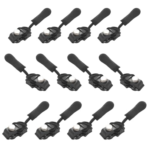 12PCS Zipper Repair Kit – Zipper Slider Replacement Tool Set, 3 Sizes for Luggage, Backpacks, Jackets, Jeans, Wallets & Tents, Instant Zip Fixer, No Tools Needed