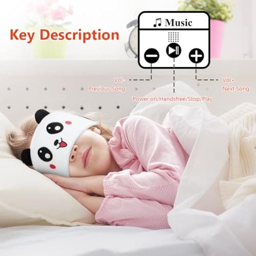 OFFCUP Sleep Headphones, Headband Headphones, Soft Bluetooth Headset Hi-Fi Stereo Super Bass Music Headphones for Men Women Office Nap Travel Yoga Workout Meditation（Panda） — view 4