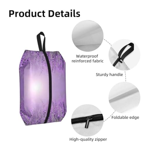 Romantic Purple Lavender Print Waterproof Shoe Bag Travel Bag with Carry Strap Storage Bag Versatile Cosmetic Bag-2pcs — view 4