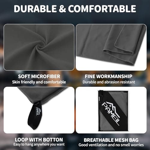 Pameil Microfibre Towel,3 Set(80 x 40cm x2 +160 x 80cm) Large Microfibre,Quick Dry Towel,Gym Workout Travel Swimming Beach Camp Outdoor Hiking(Dark gray) — view 5