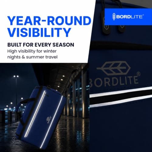 Bordlite Extra Large 105L Wheeled Travel Holdall, 30 Inch Water-Resistant Tarp Rolling Duffle Bag with 3 Smooth Wheels, Telescopic Pull Handle & Front Zip Pocket, 77x38x36cm, Blue — view 5