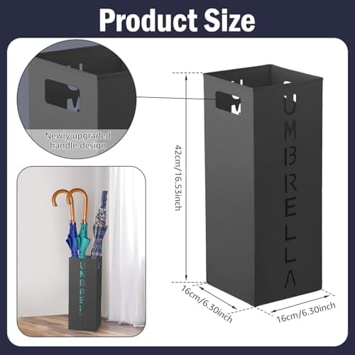 NZWBSHSSP Metal Umbrella Stand, Freestanding Square Mesh Umbrella Holder Walking Stick Stand for Home, Entryway, Office, Hotel and Supermarket Walking Stick Holder(Black) — view 2