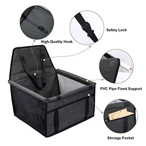 Pet Car Booster Seat Travel Carrier Cage, Oxford Breathable Folding Soft Washable Travel Bags for Dogs Cats Small Pet — view 2