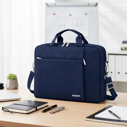 Ferkurn Laptop Bag Case for Women Men, Messenger Briefcase Computer Bag with Shoulder Compatible with Macbook Pro/Air, XPS Latitude, HP Pavilion, ASUS, Acer, Samsung, Blue, 15 15.6 16 Inch — view 3