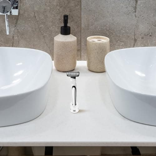 HOMOBABE Shaving Stand for Toothbrush Holder Aluminum Alloy and with Multifunctional Design and Lightweight Construction, Sleek Silver Safety Shaving Brush Holder Travel Kits and Bathroom — view 5