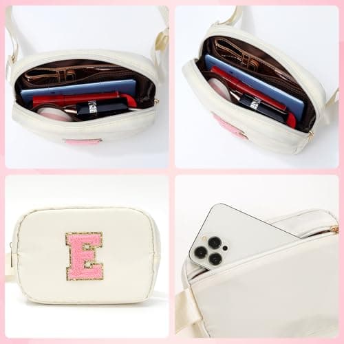 YOOLIFE Gifts 4 5 6 7 8 9 10 11 12 13 14 15 Year Old Girl, Initial Bum Bags Waist Bag Fanny Pack Crossbody Bags Purse Sling Bag, Personalized Gifts for Girls Kids Friend Daughter Sister Niece, Beige E — view 3