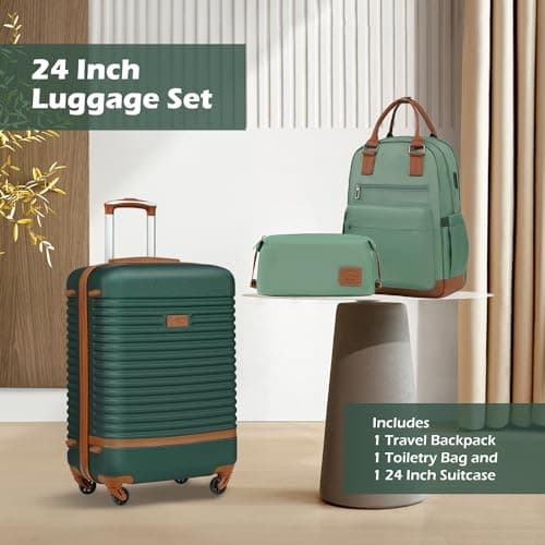 COOLIFE Suitcase Set, 3 Piece Luggage Sets with Travel Backpack & Wash Bag — view 3