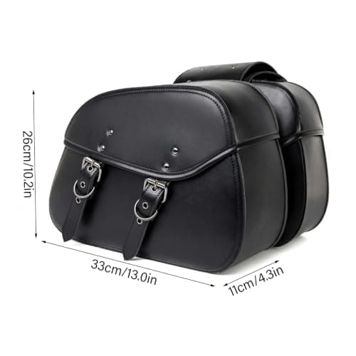 1 Pair Motorcycle Saddlebags, Symmetric Side-mount Leather Motorcycle Luggage Bags With Metal Buckles, Black Saddlebags — view 6