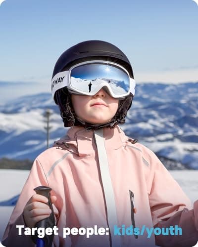 Findway Kids Ski Goggles,Skiing Goggles Snow for Boys Girls Childrens Junior Childs,OTG Over Glasses Anti Fog,100% UV Protection,Helmet Compatible,Classic Silver — view 4