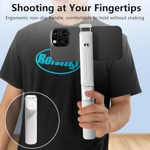 yAyusi Extendable Mini Selfie Stick for iPhone, Pocket Size Portable Selfie Stick with Remote, Compact Phone Selfie Sticks with Phone Holder for Content Creation/Vlog/Video Record/Live Stream (White) — view 6