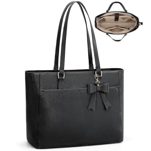 RAINSMORE Handbags for Women 15.6" Waterproof PU Leather Laptop Tote Bag