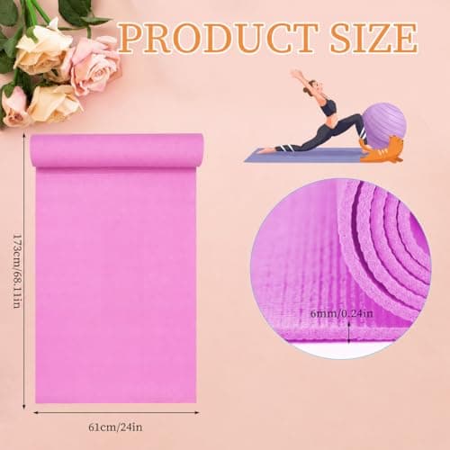 6 Pack Yoga Mat Bulk, Non Slip Pilates Mat, 173 x 61cm, 6 Colours(6mm) — view 2