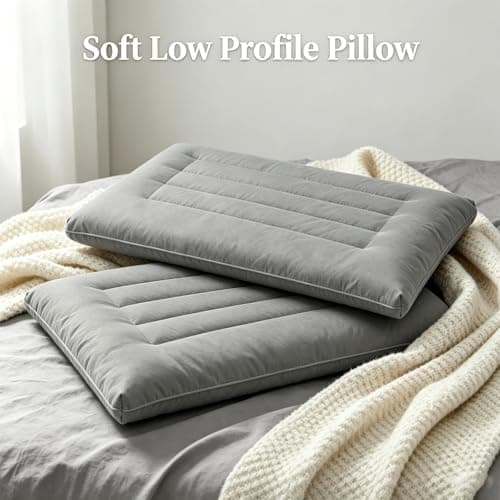 Dovishire Ultra Thin Low Loft Pillow for Sleeping, Flat Slim Bed Pillow for Stomach Sleepers and Back Sleepers, Soft Breathable Neck-Friendly Cushion, 2cm Low Profile Travel Pillow (Gray) — view 2