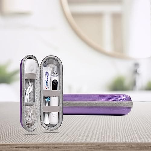 Nincha Hard Shell Durable EVA Electric Toothbrush Case - Purple - Bigger Size Fits All Powered Toothbrush Productscompatible with Oral-B iO/Pro/Smart Series, Philips Sonicare — view 5