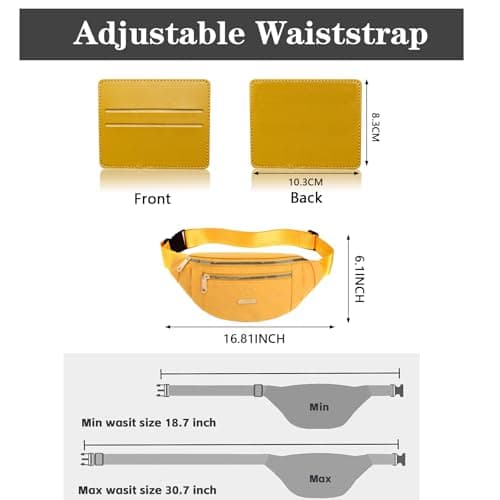BAIYSFFG Fanny Pack Fashionable Waist Bag Unisex Fashion Waist Bag Casual Travel Bum Bag with 3 Zipper Pockets for Women Men Sports Running Hiking Jogging (Yellow) — view 2
