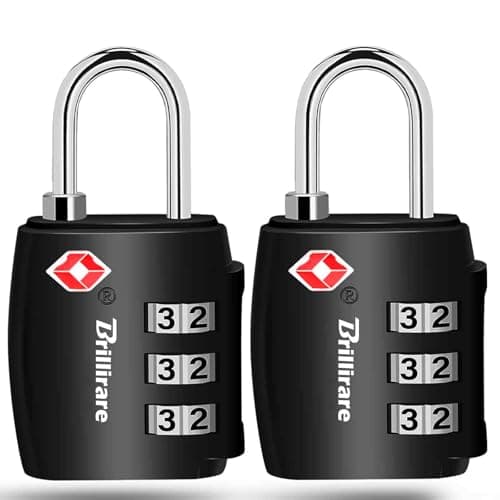 2 Pack TSA Approved Luggage Locks, Alloy Combination Travel Suitcase Padlock, Metal 3-Digit Waterproof Lock, TSA Accepted Outdoor Keyless Resettable Lock for Lockers, Bags, Gym, Gate-Black
