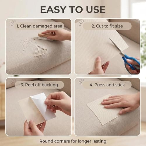 molicorl 3 Pack Fabric Repair Patch, 11 X 8inch Self-Adhesive Linen Repair Patch Fabric Mending Tape, Beige Linen Canvas Repair Kit For Settee Sofa Car Seat Clothing Home Furniture Maintenance Kit — view 2