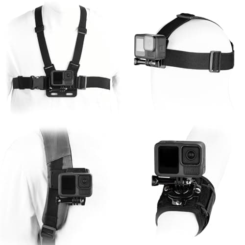 BRDRC Accessories Kit for GoPro, Head Chest Mount Strap Harness Backpack Clip Holder Wrist Strap, 360°Rotating Adapter + Quick Release for DJI Action 5 Pro 4 3, for Go Pro Hero Camera Accessory Bundle