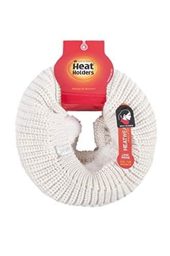 HEAT HOLDERS - Ladies Thick Winter Warm Fleece Lined Chunky Knit Thermal Neck Warmer (One Size, Cream (Chunky)) — view 2