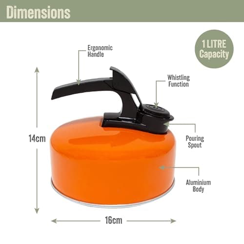 Milestone Camping 63970 1L Whistling Camping Kettle/Durable and Lightweight/Pouring Spout and Heat-Resistant Handle/Ideal for Camping, Fishing, Workshops and Garages — view 3