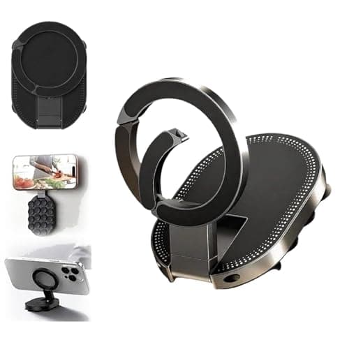 3-in-1 Suction Magnetic Phone Holder with Suction Cup & Hook,360°Rotatable Phone Holder Stand,Foldable,Portable Foldable Car Dashboard Mount for Car, Home, Gym, Travel