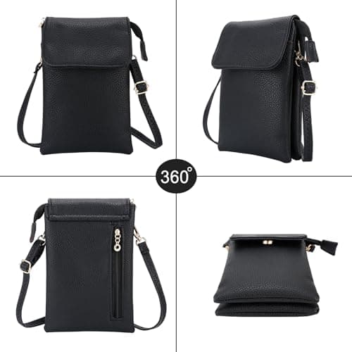 Vegan Leather Crossbody Bags for women, Phone Wallet Bag, Small Black Shoulder Bag with an Adjustable Strap Cross Body Bag for Ladies Shopping,Dating, Working,Travel, Fit Phone Less 6.5 Inch — view 3