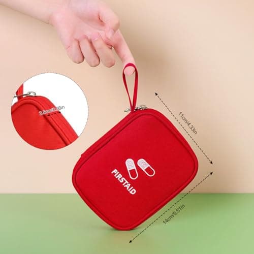 EQLEF First Aid Bag Empty Small, Mini First Aid Kit Pouch Red Travel Medicine Bag Portable Medical Organizer Bag Waterproof First Aid Kit Empty for Car Office School or Outdoors (Green) — view 5
