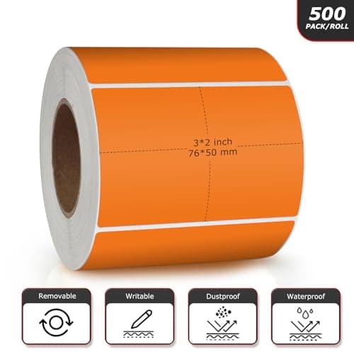 Meitaat Orange Rectangular Labels 75 x 50mm Colour Coding Stickers 500 Pcs — view 6