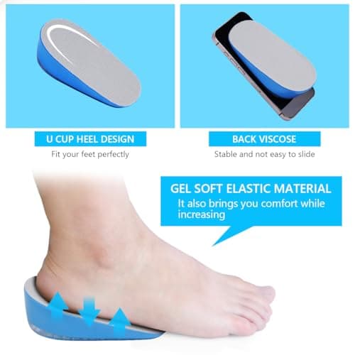URAQT Gel Heel Lift Inserts, Shock Absorbing Cushion, 3.5cm Height, Men L — view 3