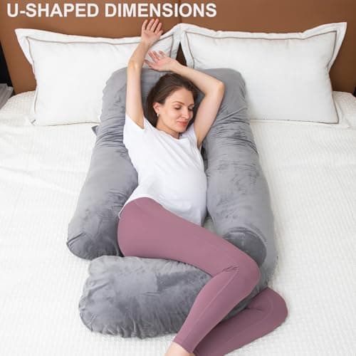 TaiBest U Shaped Full Body Pregnancy Pillow with Removable Cover for Maternity Women,Pregnancy Pillows for Sleeping,Support for Back, Legs, Belly,55 Inch Pregnancy Pillow for Women — view 6