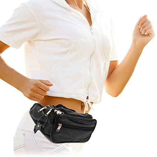 Leather Waist Bag Bum Bag Travel Pouch Pack 5 zips — view 3