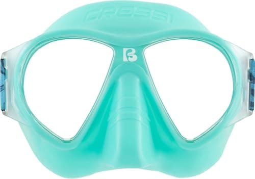 CRESSI since 1946 - Force Mask - Separate Polycarbonate Lenses and Soft TPR Face Mask Ideal Snorkelling Surface Swimming and Beach Holidays - Aqua Green Elastic Strap Coral Blue - One Size - Adult