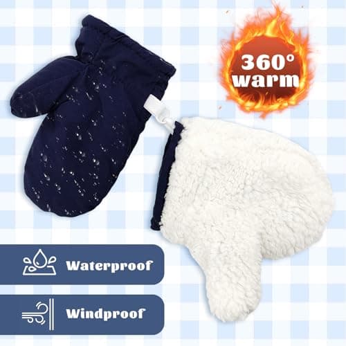 GYIOFAI Kids Winter Thermal Gloves Toddler Fleece Thick Warm Mittens,Winter Waterproof Kids Gloves,Windproof Children Gloves Ski Gloves,Toddler Gloves with Adjustable Wrist Strap for Kids age 2-4 — view 4