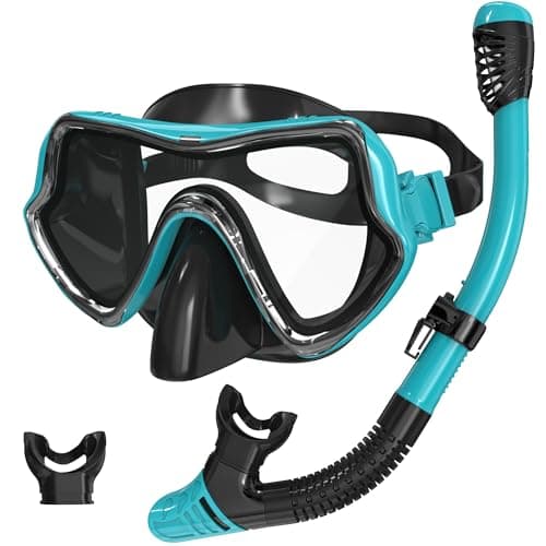 G2RISE SN02 Snorkel Set Adults - Scuba Mask Diving Goggles Dry Snorkeling Gear with Breath Easy Airflow Tech & Anti-fog Design(2PACK)