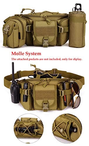 YuanWen Waist Bag, Tactical Bumbag Molle Military Large Waterproof Fanny Pack Bum Bag for Outdoors Hiking Camping Running Walking Trekking Black — view 4