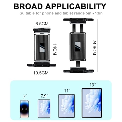 Noaya Car Tablet Holder - 360° Rotating Adjustable Tablet Holder for Cars, Tablet Car Holder for Dashboard Windshield, Tablet Cars Mount Suitable for Ipad Iphone Samsung 5"-13" Phone Tablets — view 3