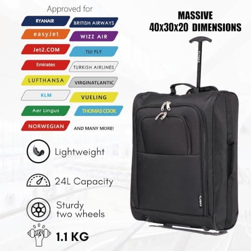 FLYMAX Ryanair 40x30x20 Carry on Suitcase Approved Underseat Cabin Bag Case Lightweight Hand Luggage 1.2g 24L — view 6
