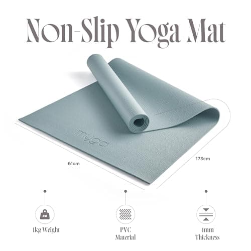 Myga Yoga Starter Set – Yoga Mat, 2 Yoga Blocks & Strap with Metal D-Ring – Non-Slip Yoga & Pilates Kit for Home Workouts & Fitness – Lightweight & Durable | 173cm x 61cm x 4mm (Teal) — view 3