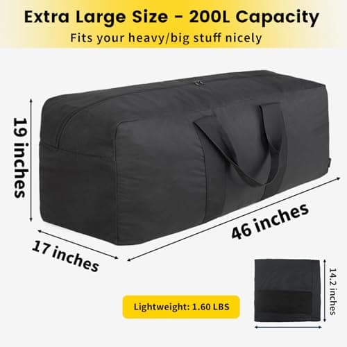 Vorspack 250L Extra Large Foldable Duffle Bag for Travel, Camping, Black — view 2