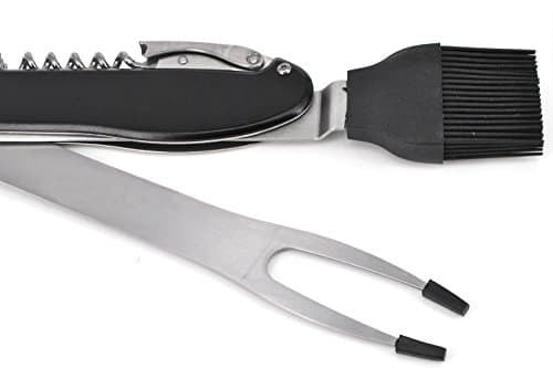 Barbecue tools, Lovebay 5-in-1 BBQ Grilling Multi utensils Stainless Steel Barbecue Grill Accessories Foldable and Detachable Tool Set Kit with Case Dishwasher Safe Best for Outdoor Grilling — view 3