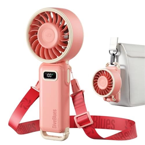 Diveblues Turbo Portable Handheld Fan, 100 Speed Stepless High Speed Hand Held Fan, 12H Cooling Rechargeable Mini Fan, 180° Foldable Neck & Desk Fan, LED Display, Travel Essentials, Gifts